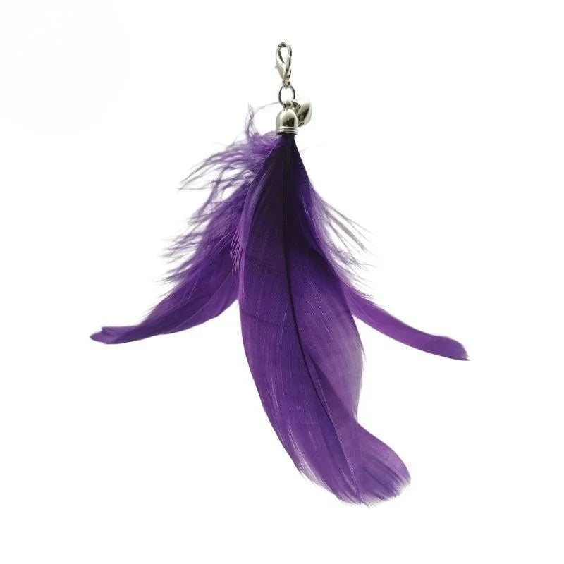 Natural Feather Cat Teaser Replacement Head – Bite-Resistant Toy with Bells