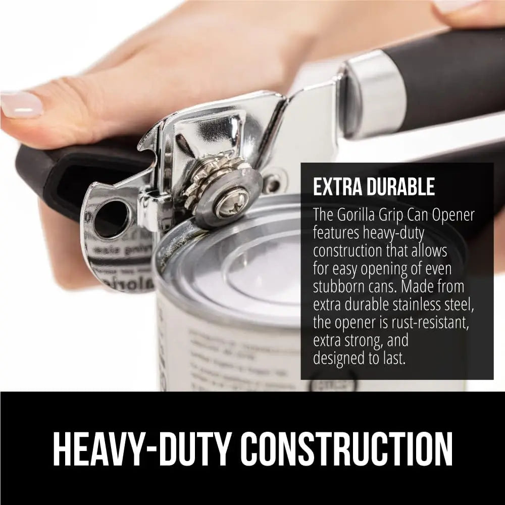 Heavy-Duty Stainless Steel Manual Can Opener with Soft Touch Handle – Rust Resistant & Ergonomic Design