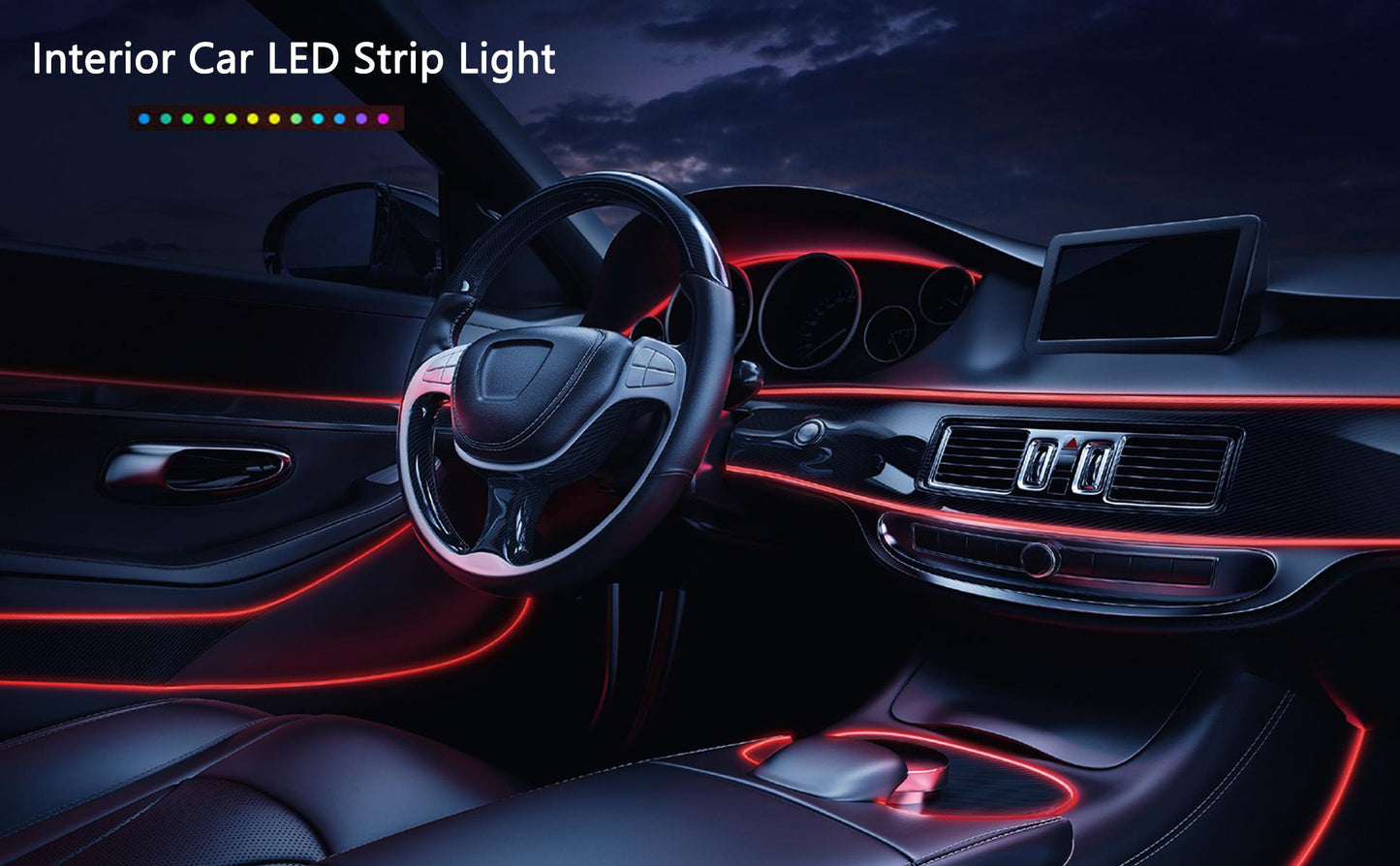 5M Car Interior LED Neon Light Strip - USB Ambient Decor for DIY & Parties