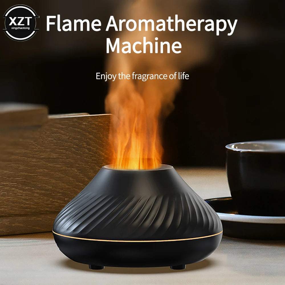 Portable Aroma Diffuser – 130ml USB Rechargeable, Night Light with Volcanic Flame Effect, Essential Oil Compatible