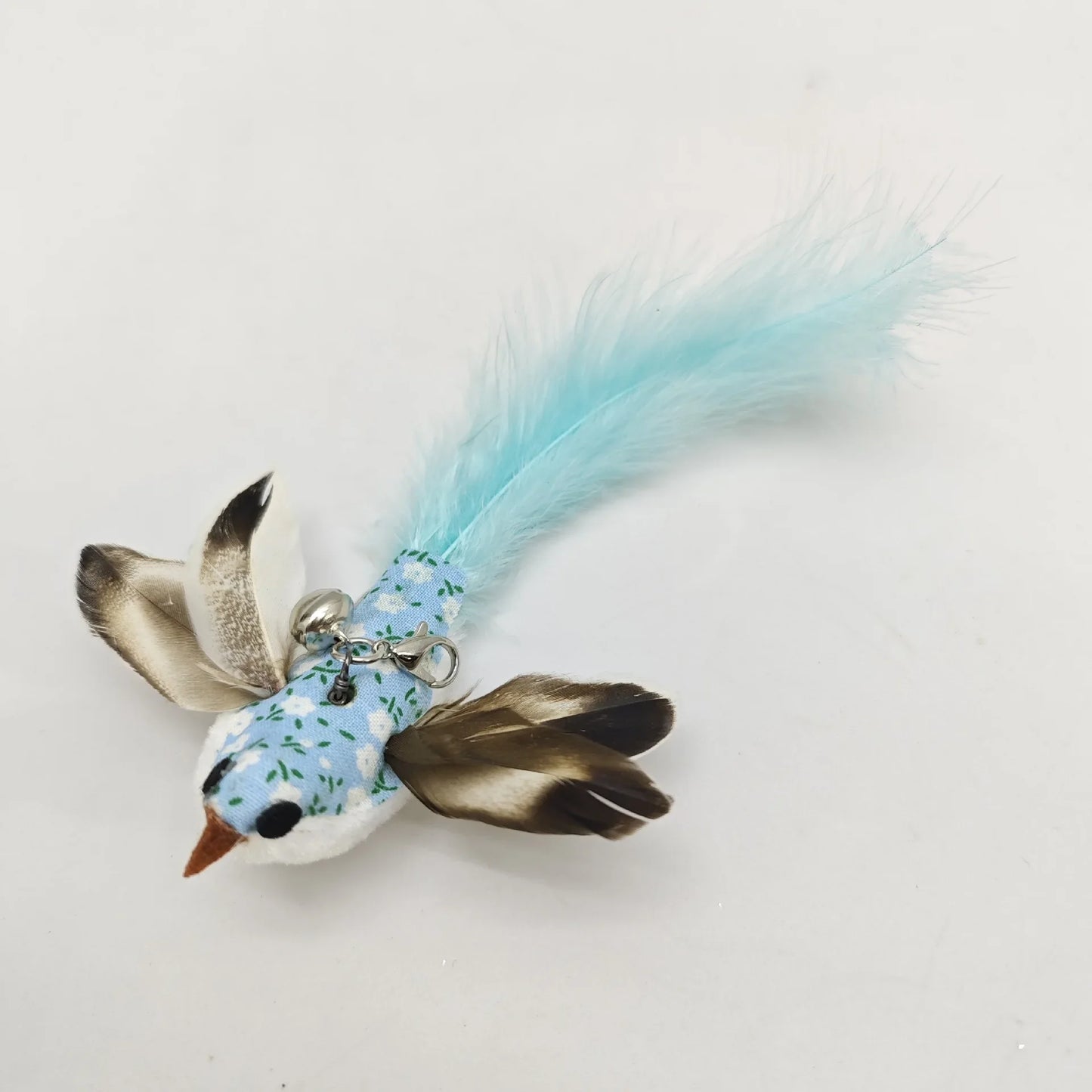 Natural Feather Cat Teaser Replacement Head – Bite-Resistant Toy with Bells