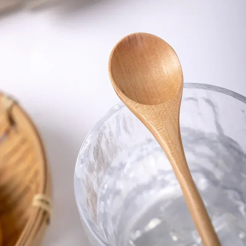 Deluxe Bamboo Wooden Spoon with Long Handle – Multifunctional Stirring & Soup Teaspoon for Kitchen Use