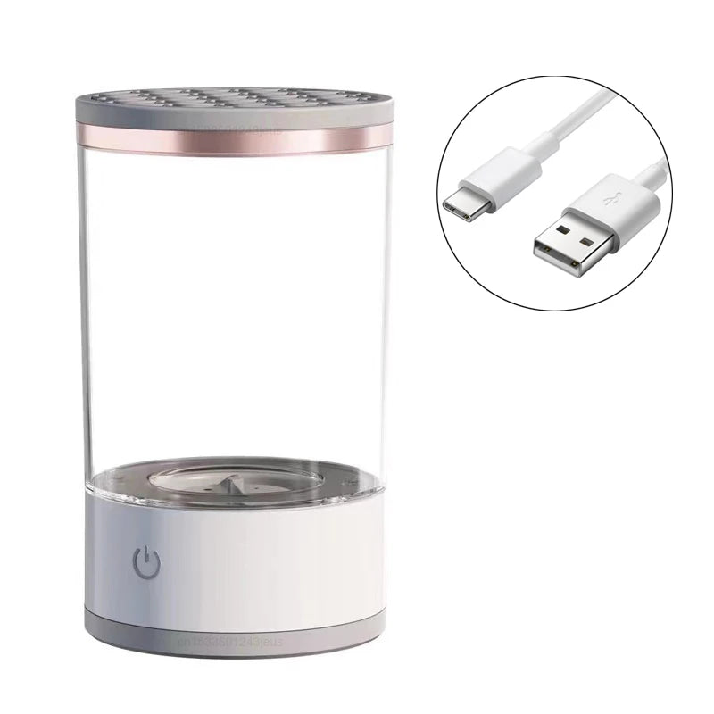 Portable USB Makeup Brush Cleaner Machine – UV Light Sterilization, Automatic Rotary Brush Washer for Deep Cleaning – Compact & Travel-Friendly