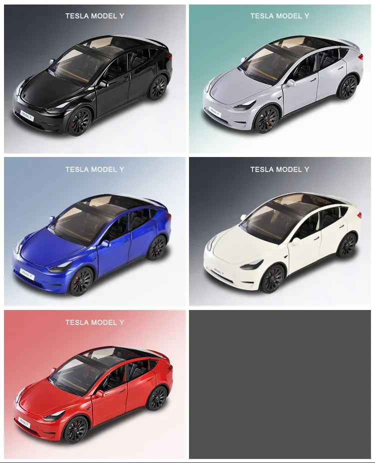 1:24 Tesla Model Y, 3, S Diecast Car – Alloy Toy with Sound & Light