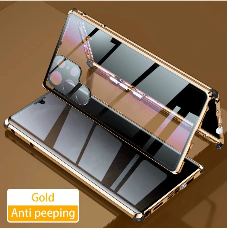Double-Sided Privacy Glass Case for Samsung Galaxy S24, S23, S22, S21 Ultra Plus – Anti-Peeping & Camera Lens Protection