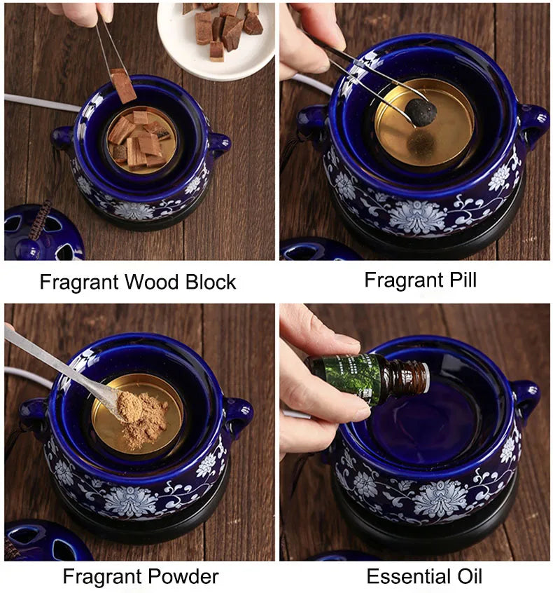 Electric Essential Oil Burner – Adjustable Temperature Aromatherapy Incense Censer