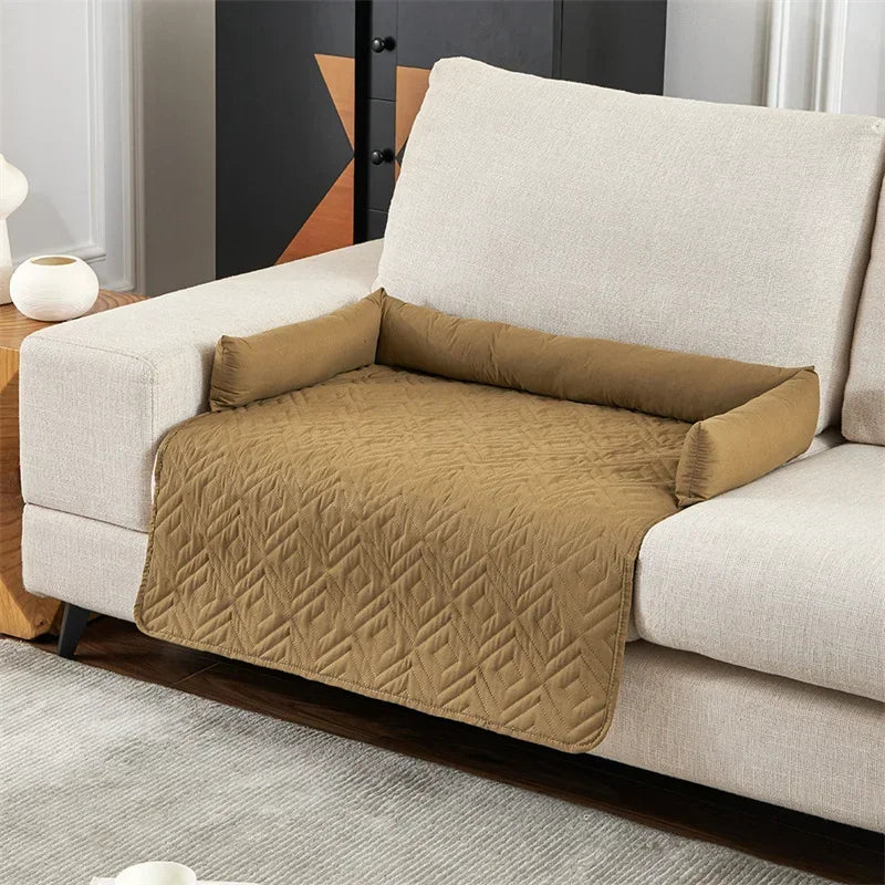 Waterproof Pet Bed Blanket with Neck Pillow - Washable Dog & Cat Sofa Cover