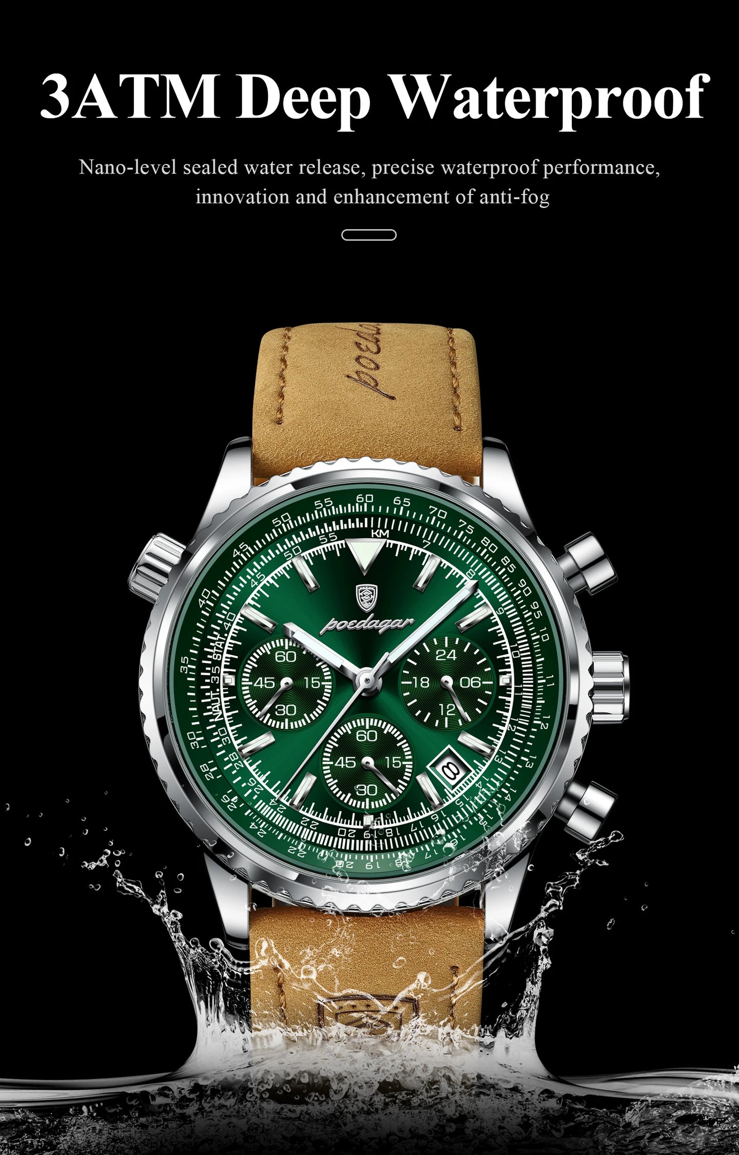Luxury Waterproof Quartz Chronograph Watch for Men – Luminous Date & Military Style