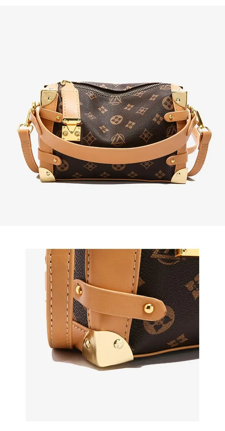 Women's 2025 Small PU Leather Square Shoulder Bag – Zipper Closure, Stylish Messenger Purse for Market, Gym, and City Walk