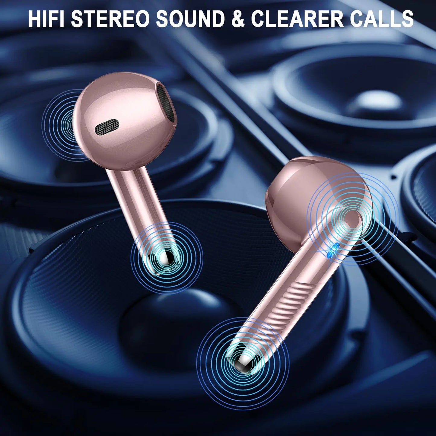 Bluetooth 5.3 Wireless Earbuds with Noise Cancelling Mic & 40H Playback