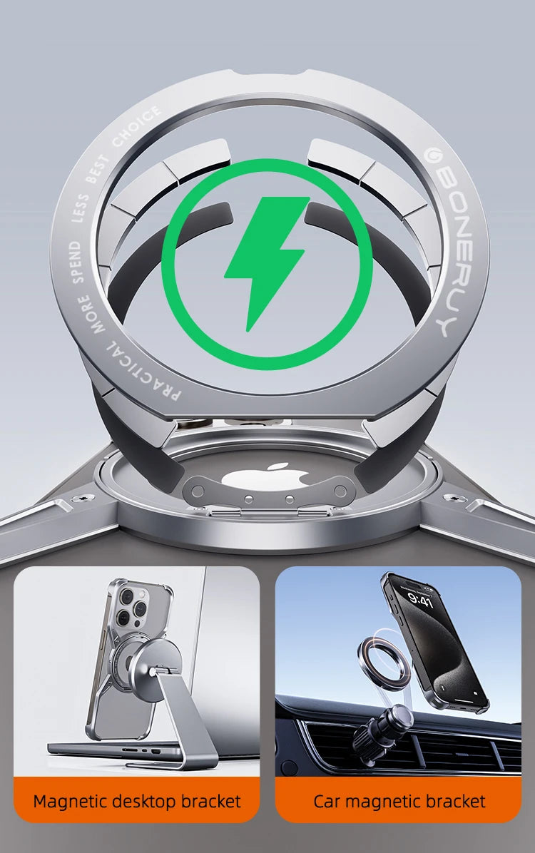 Metal Aluminum Alloy Magnetic Frameless Phone Case for iPhone 13/14/15 Pro Max - 360° Rotating Bumper, Shockproof Design