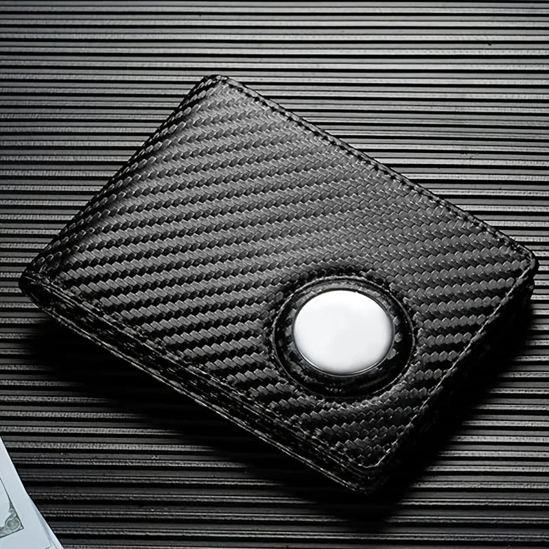 Geruola Men's Slim Rfid Blocking Carbon Fiber Wallet With Airtag Holder – Minimalist Bifold Front Pocket Card Holder