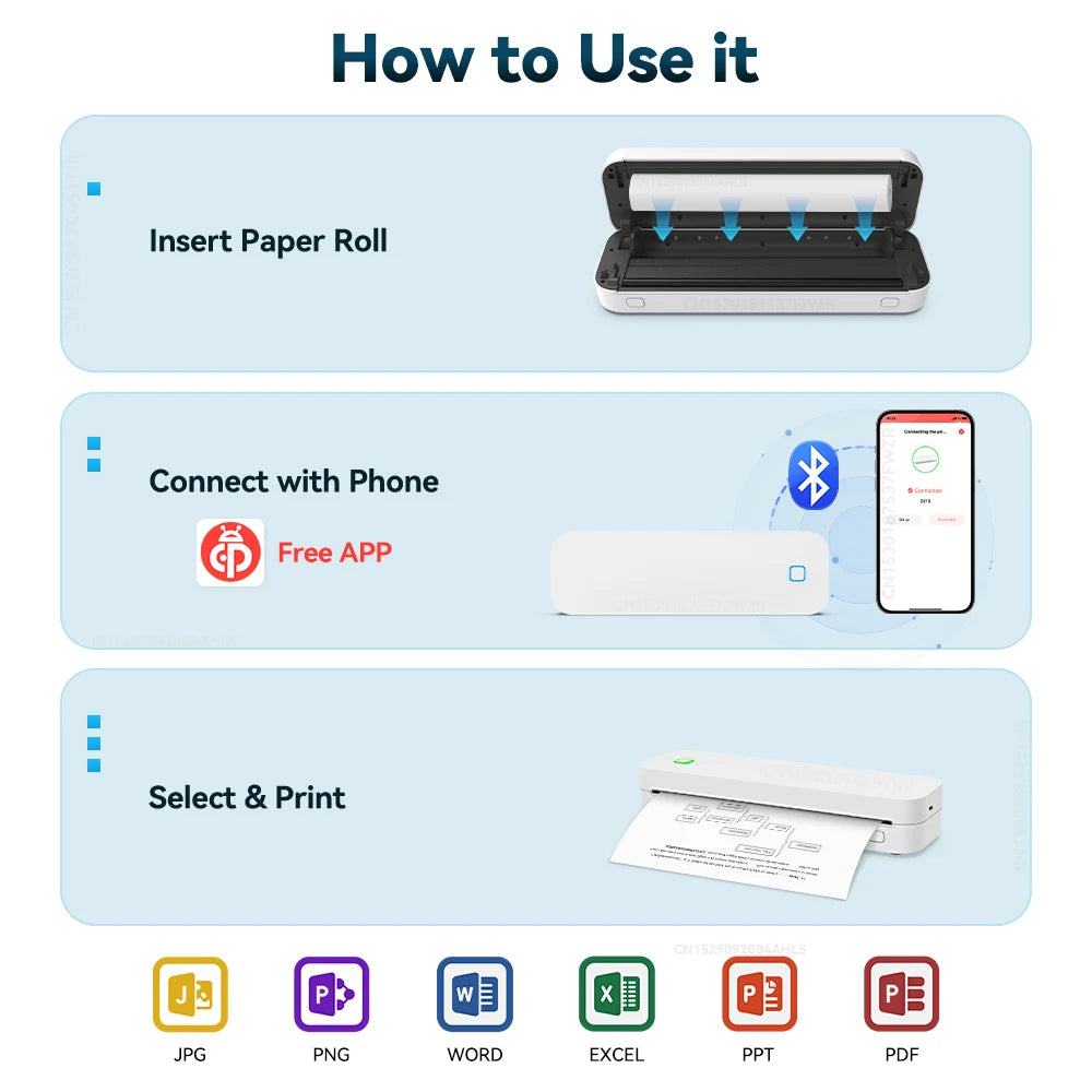 Portable A4 Inkless Bluetooth Thermal Printer - Wireless Document & Tattoo Stencil Printer