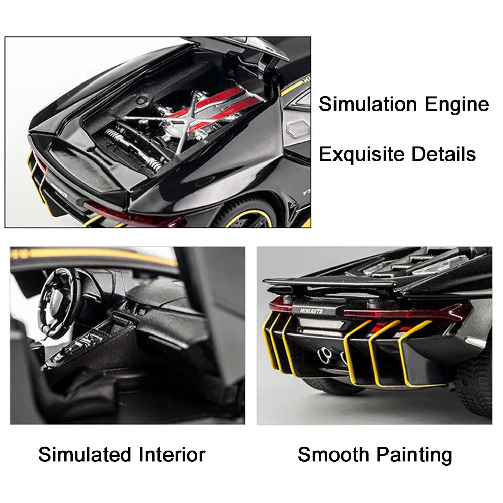 1/32 Lambor Lp770 Diecast Alloy Car Model – Pull Back, Light & Sound, Toys For Kids And Collectors