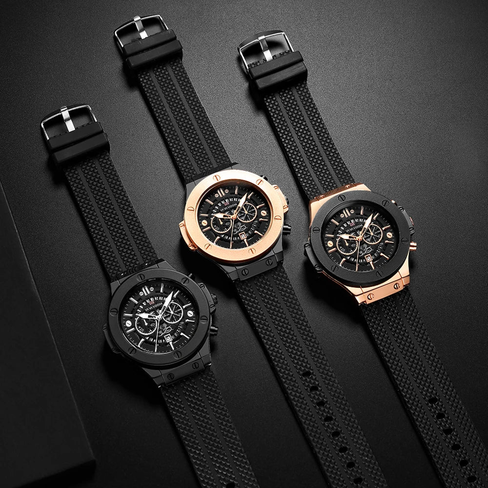 2023 Men’s Luxury Sports Watch - Silicone Strap Quartz Waterproof Calendar