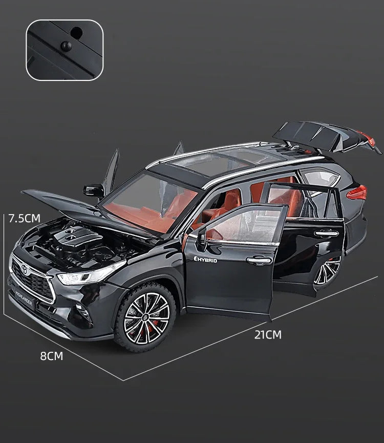 1:24 Toyota Highlander SUV Diecast Model – Alloy Toy with Sound & Light