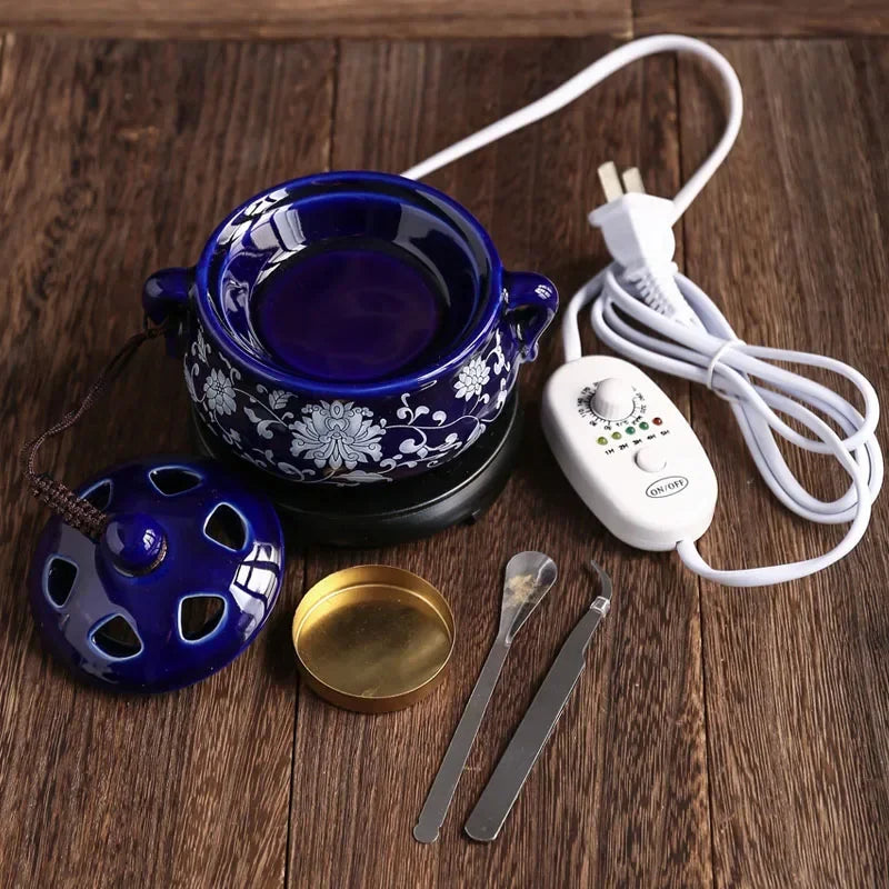 Electric Essential Oil Burner – Adjustable Temperature Aromatherapy Incense Censer