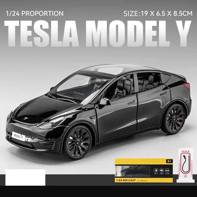 1:24 Tesla Model Y, 3, S Diecast Car – Alloy Toy with Sound & Light