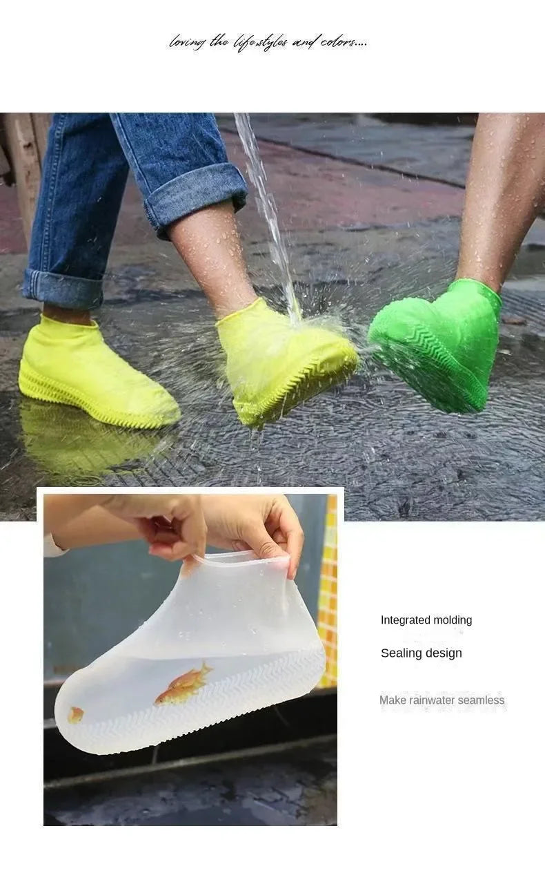 Silicone Waterproof Shoe Covers - Slip-Resistant Rubber Overshoes for Rainy Days