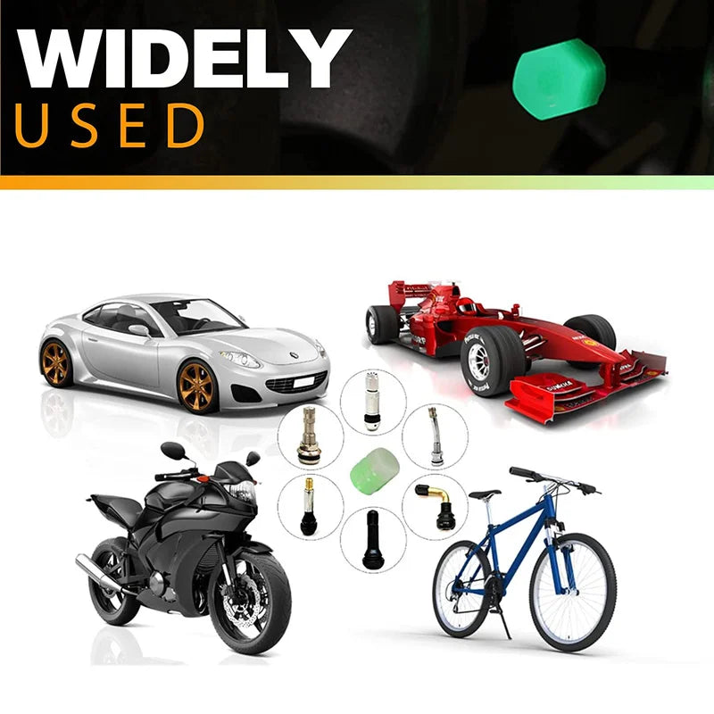 Universal Fluorescent Car Tire Valve Caps,Handmade Rhinestone Stem Covers,Illuminated Valves Nozzles,Car Accessories,4pcs