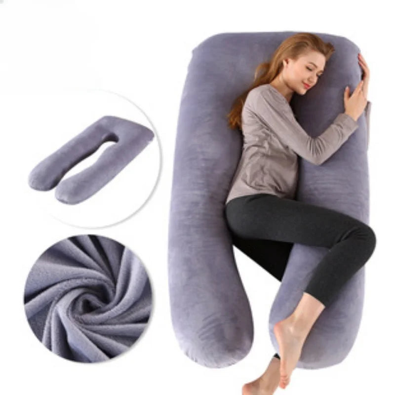 U-Shaped Maternity Body Pillow for Pregnant Women – Crystal Velvet Lumbar Support Cushion