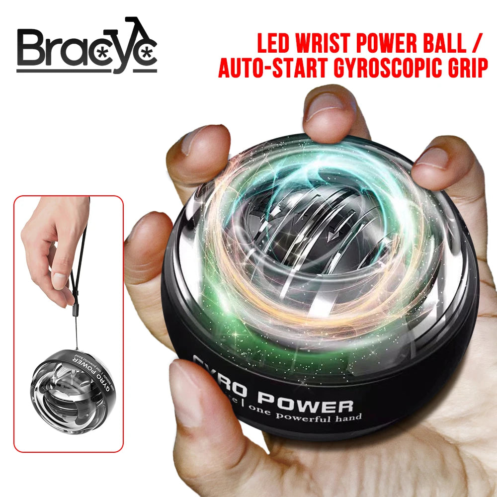 LED Gyro Wrist Power Ball - Auto-Start Grip Trainer for Hand, Arm, and Wrist Strength