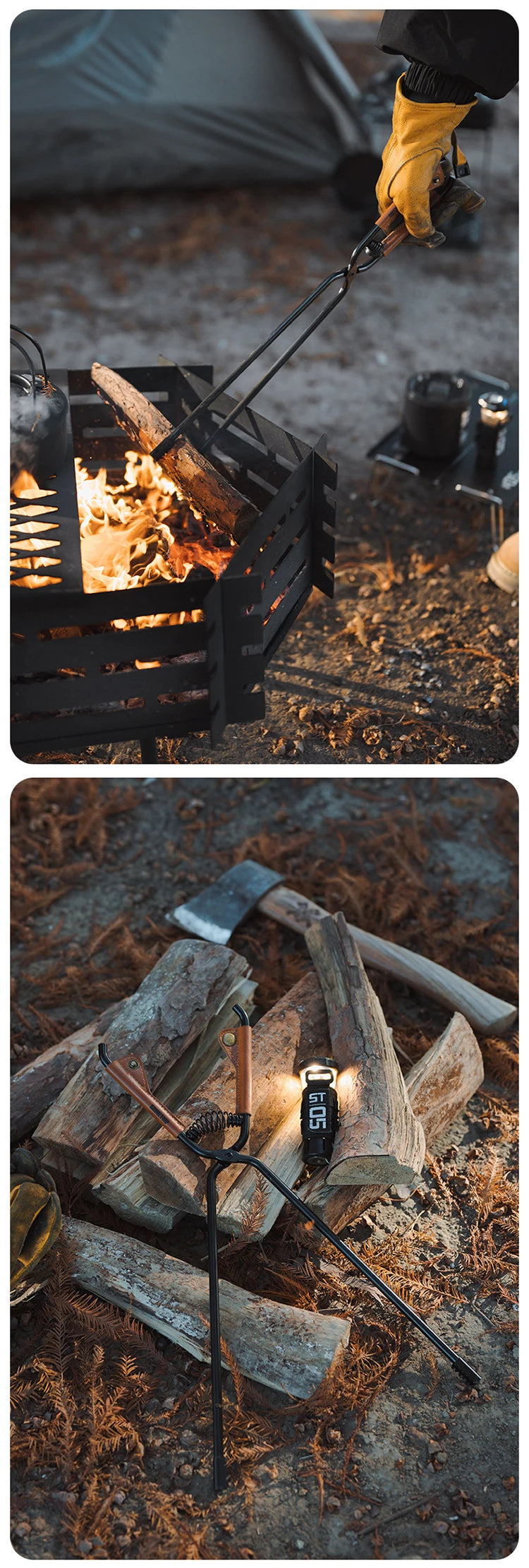 ShineTrip Camping Fire Poker | Anti-Scald Lightweight Carbon Steel BBQ Tool