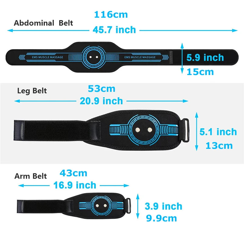 Smart Ems Abs Toning Belt – Muscle Stimulator For Abdominal Training, Body Slimming & Weight Loss - USB Rechargeable Home Fitness Equipment