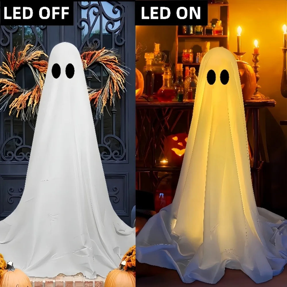 H85CM Halloween Ghost Light String Decor – Scary White Ghosts for Porch & Courtyard