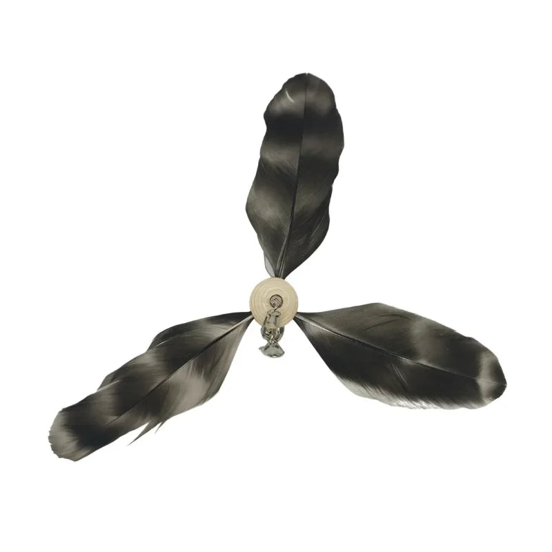 Natural Feather Cat Teaser Replacement Head – Bite-Resistant Toy with Bells