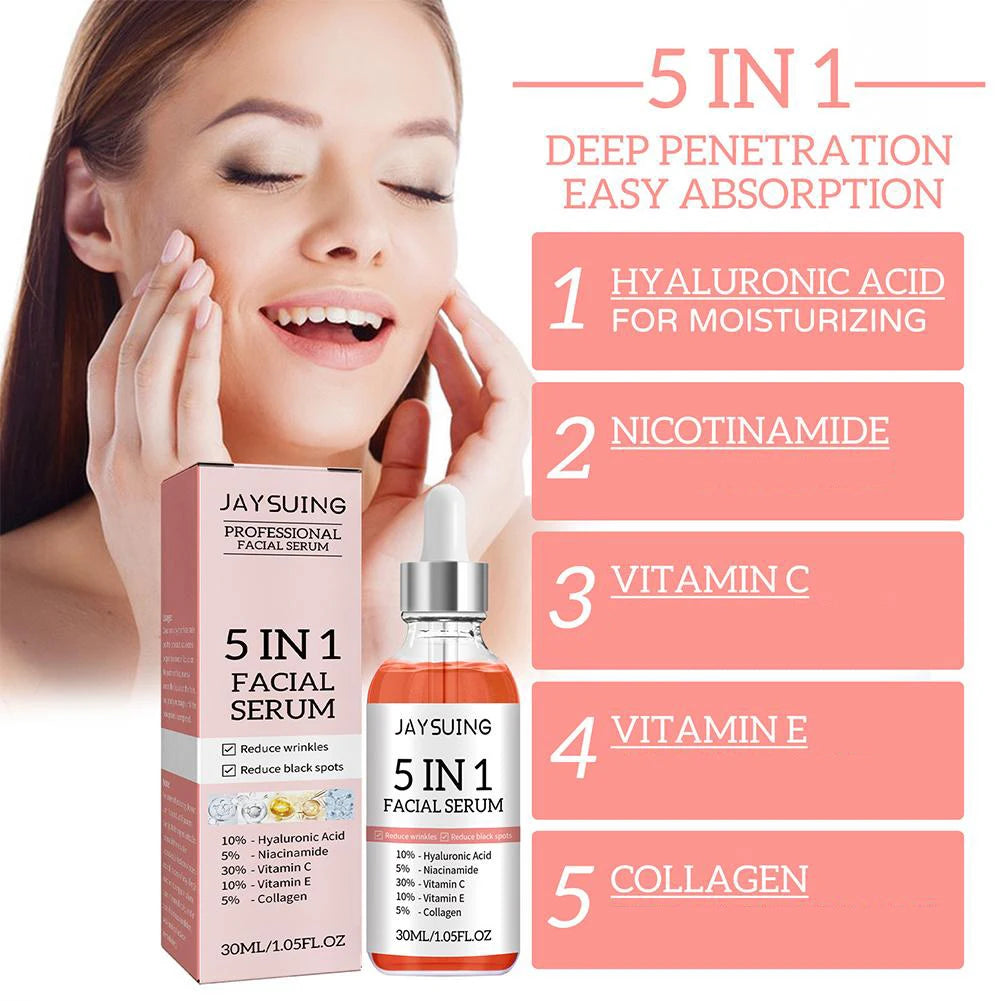 5-in-1 Face Serum – Anti-Aging, Firming, Brightening with Vitamin C & Hyaluronic Acid