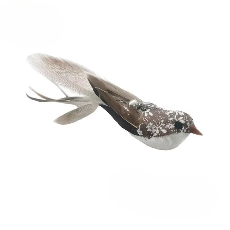 Natural Feather Cat Teaser Replacement Head – Bite-Resistant Toy with Bells