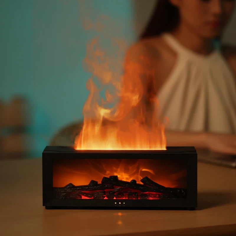 Fireplace Flame Humidifier – Simulated Aromatherapy & Ambient Light, USB Plug-In