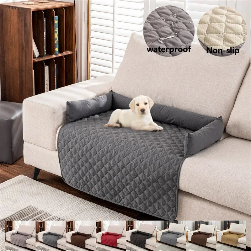 Waterproof Pet Bed Blanket with Neck Pillow - Washable Dog & Cat Sofa Cover