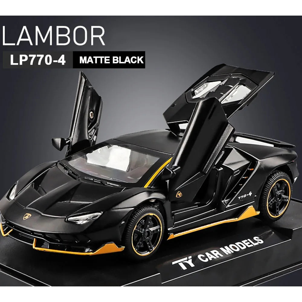 1/32 Lambor Lp770 Diecast Alloy Car Model – Pull Back, Light & Sound, Toys For Kids And Collectors