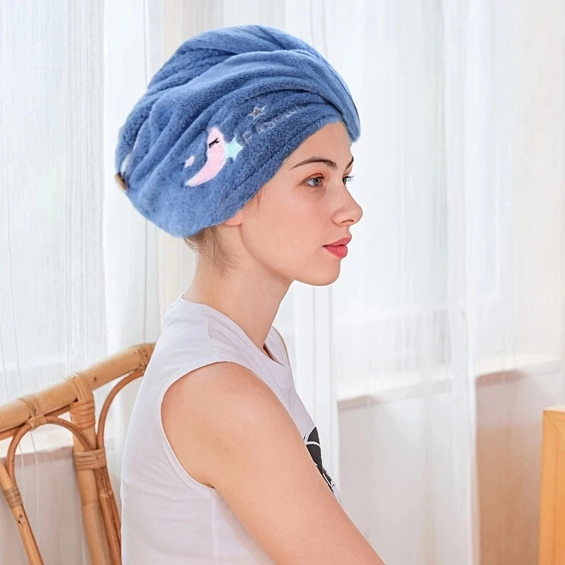 Quick Dry Hair Hat - Super Absorbent Soft Towel for Women & Girls (Coral Fleece)