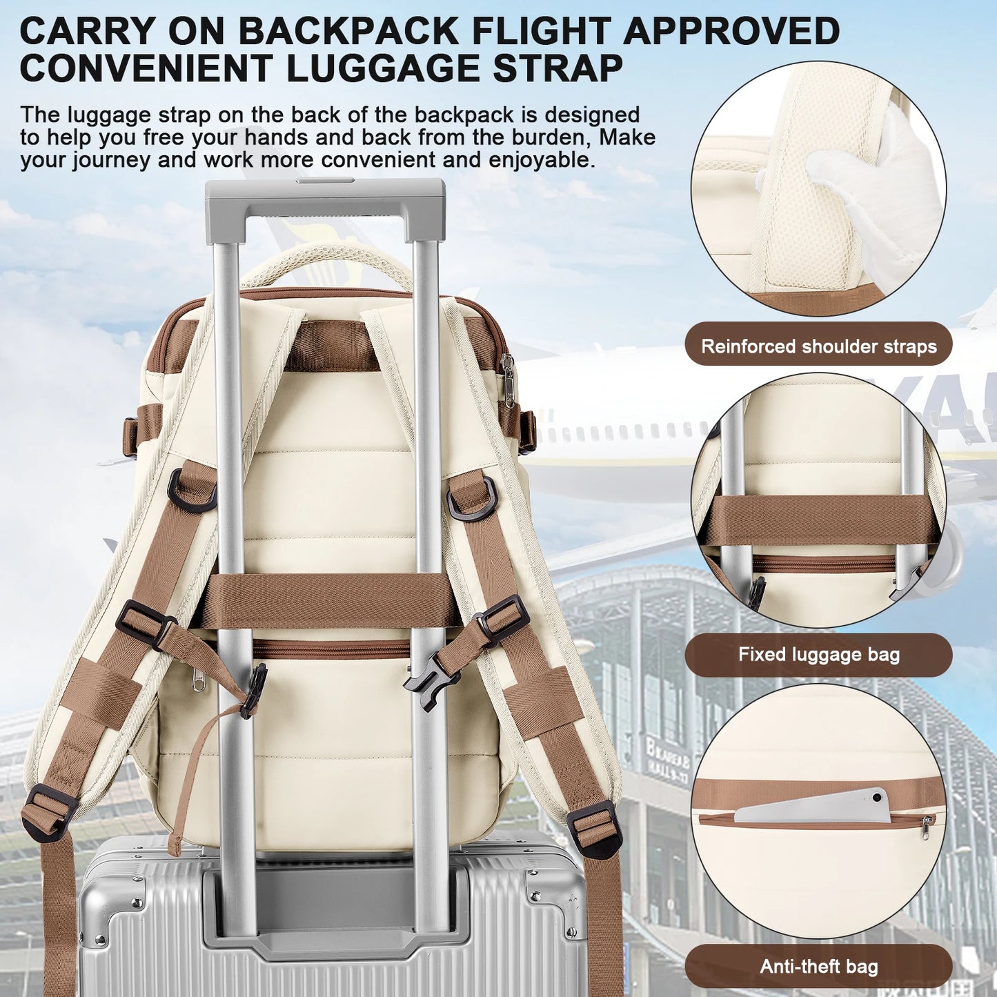 Large Travel Backpack for Men - Airline Approved, Waterproof Laptop & Hiking Backpack with USB Port