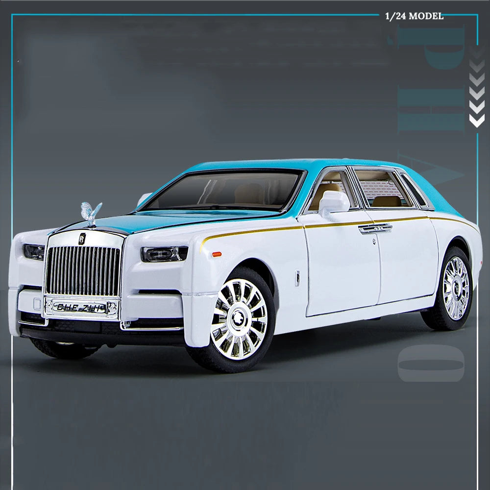 1:24 Rolls Royce Phantom Diecast Model Car – Pull Back Toy with Lights & Music