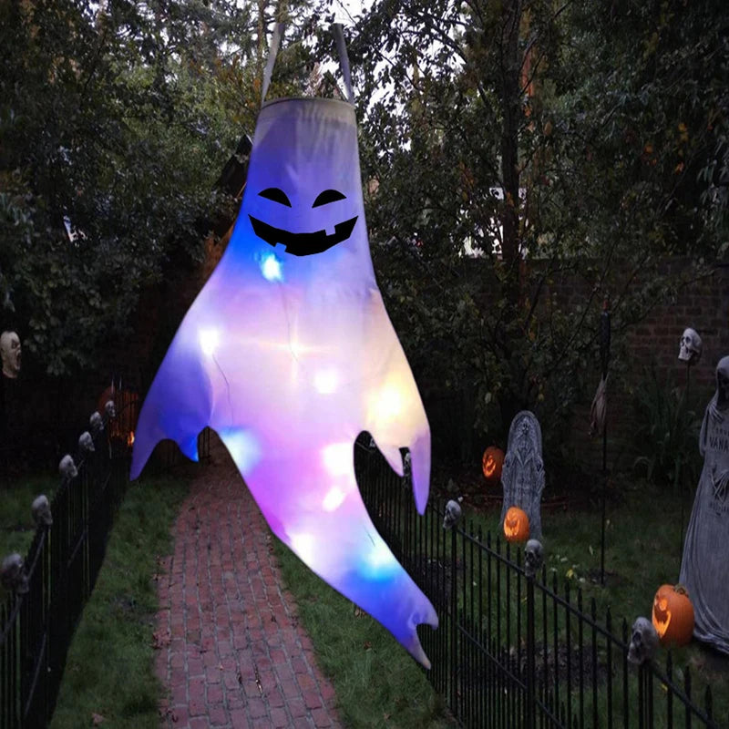 Halloween LED Light Hanging Ghost – Glowing Spooky Lamp for Indoor & Outdoor Halloween Party Decoration