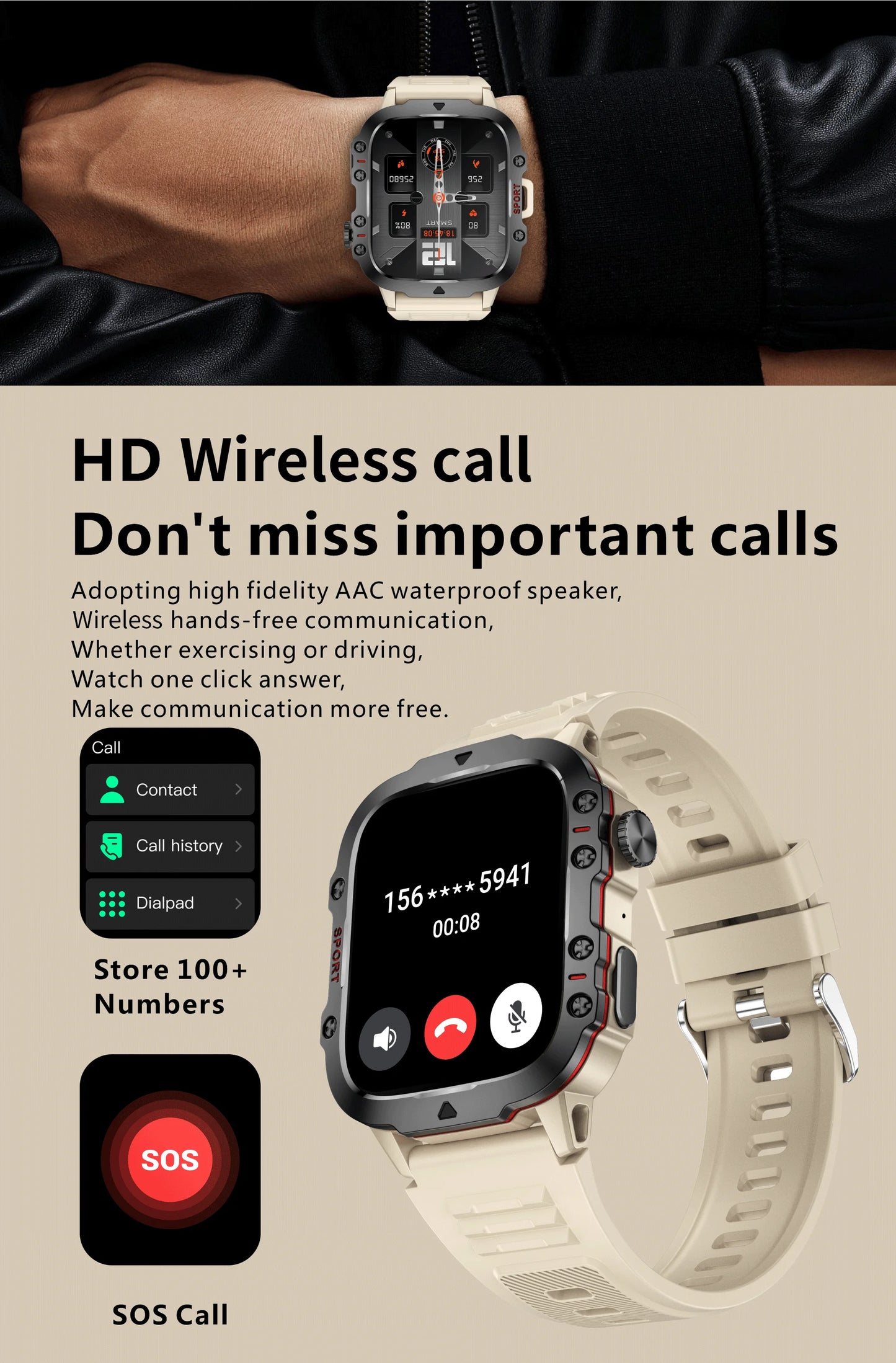 LIGE 1.96" Smart Watch Bluetooth Call & Voice Assistant | Waterproof Fitness Tracker for Men