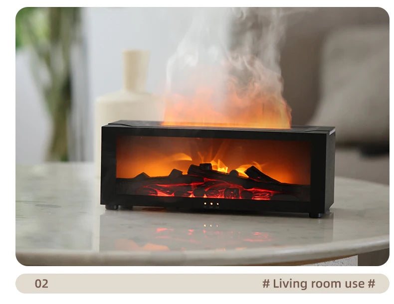 Fireplace Flame Humidifier – Simulated Aromatherapy & Ambient Light, USB Plug-In