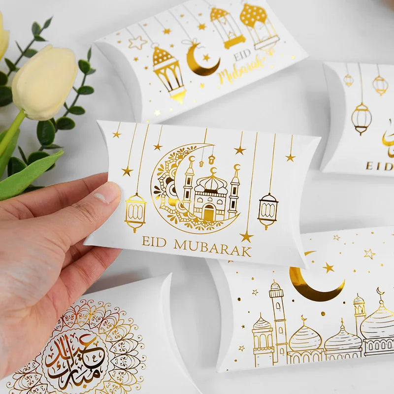 Eid Mubarak Candy Boxes - 10/20pcs Kraft Paper Gift Packing for Ramadan Kareem Party Supplies 2025