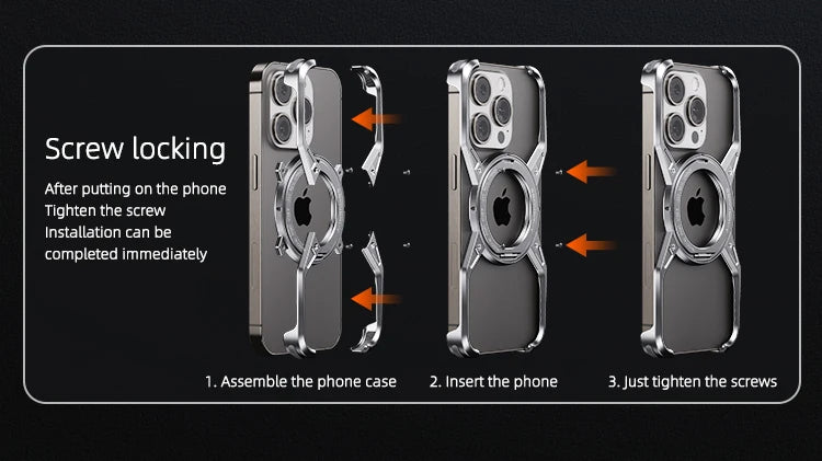 Metal Aluminum Alloy Magnetic Frameless Phone Case for iPhone 13/14/15 Pro Max - 360° Rotating Bumper, Shockproof Design