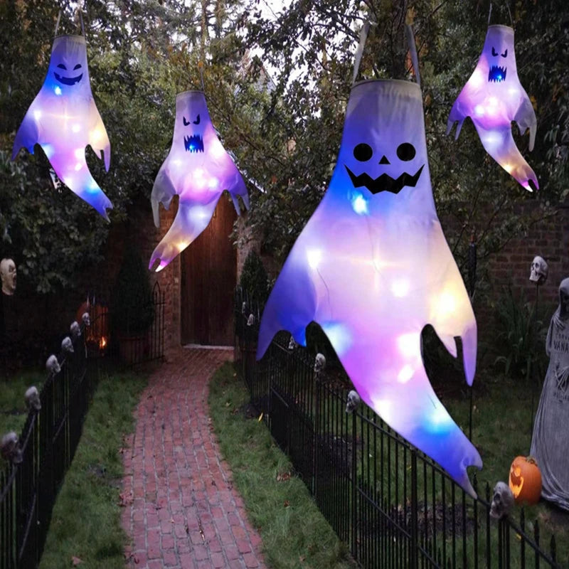 Halloween LED Light Hanging Ghost – Glowing Spooky Lamp for Indoor & Outdoor Halloween Party Decoration