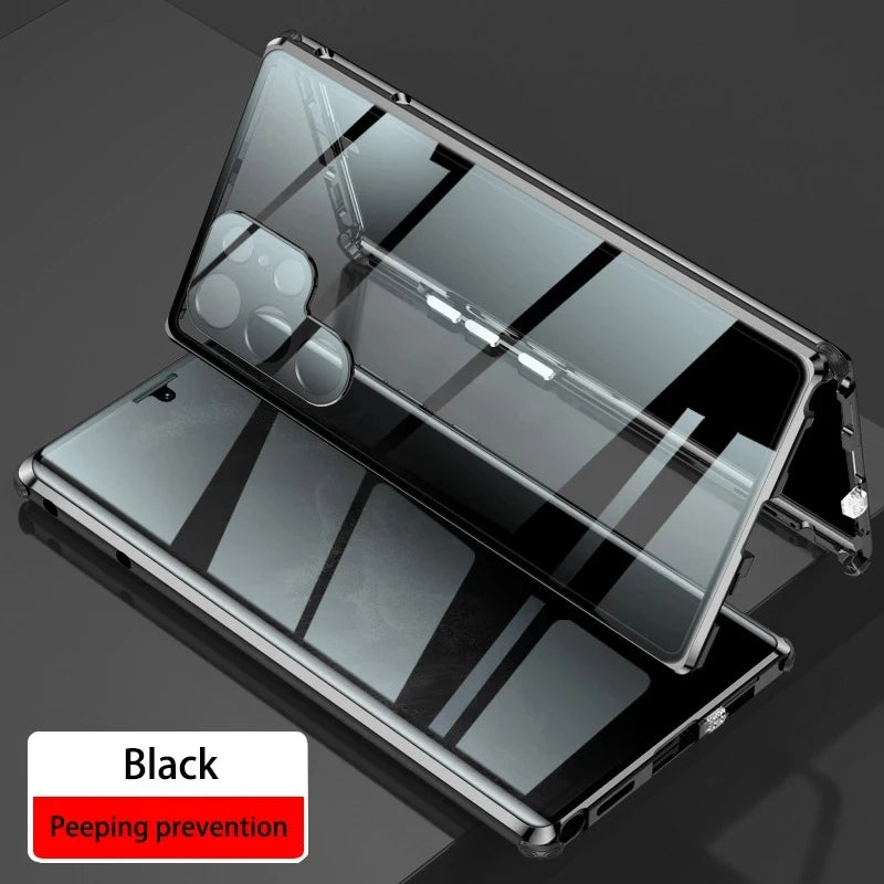 Double-Sided Privacy Glass Case for Samsung Galaxy S24, S23, S22, S21 Ultra Plus – Anti-Peeping & Camera Lens Protection