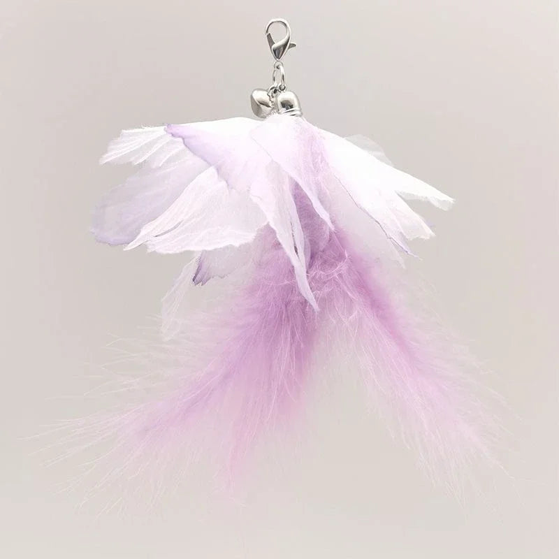 Natural Feather Cat Teaser Replacement Head – Bite-Resistant Toy with Bells