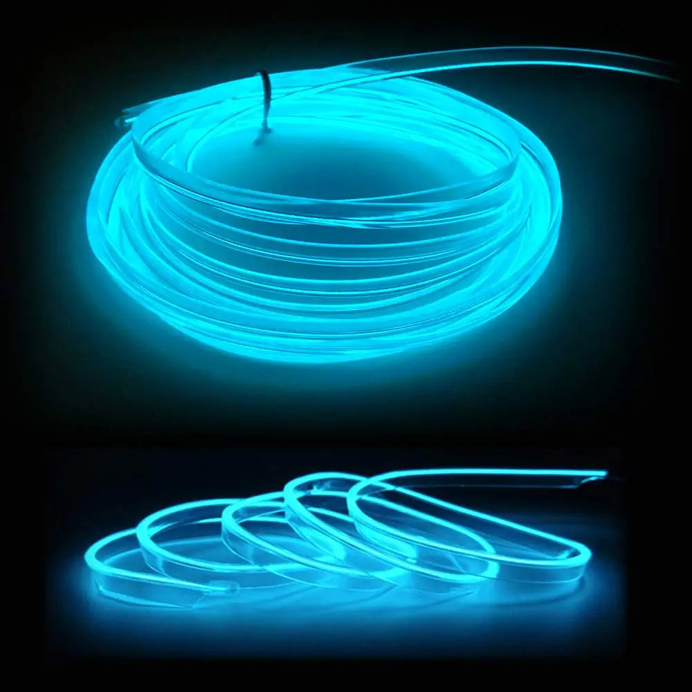 5M Car Interior LED Neon Light Strip - USB Ambient Decor for DIY & Parties