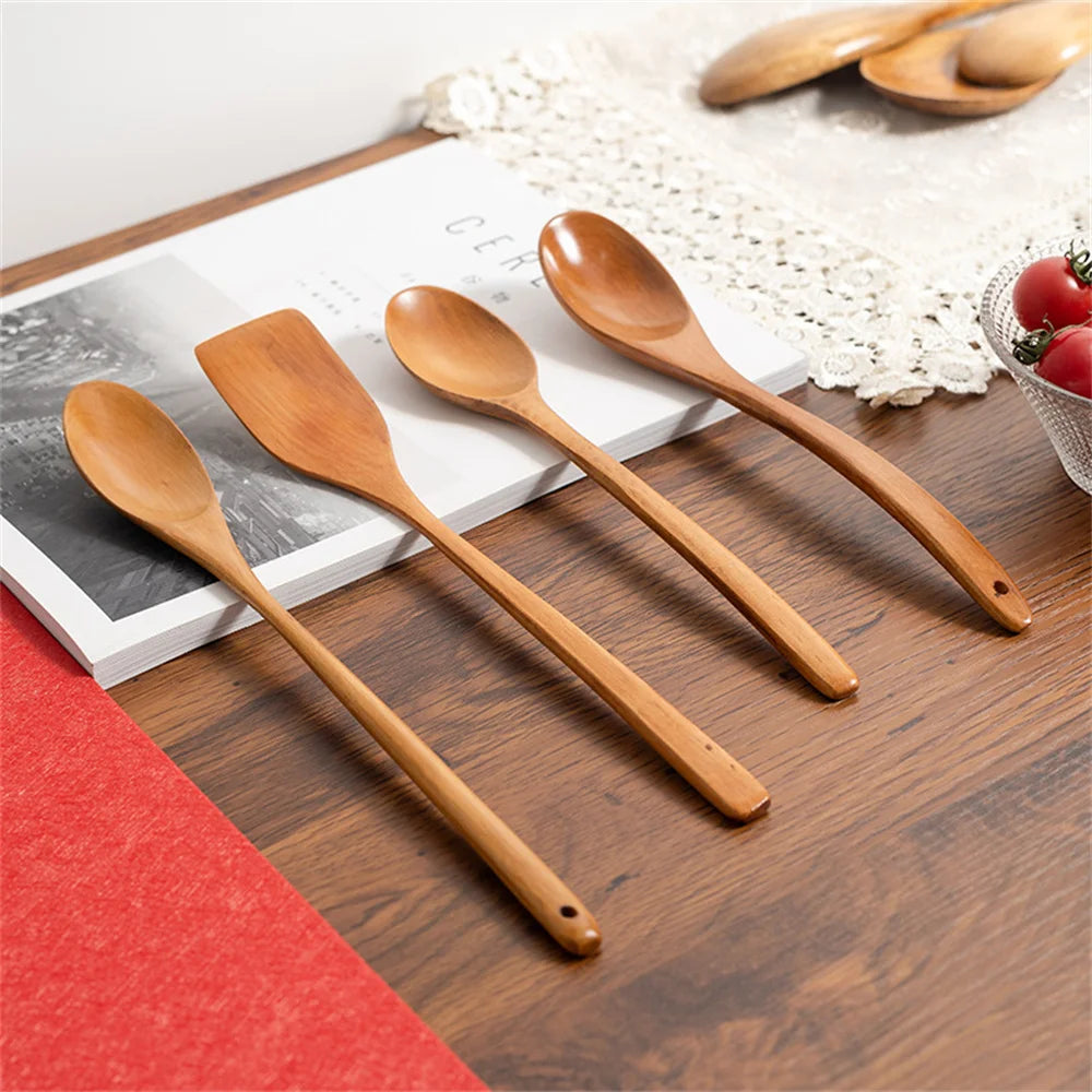 Bamboo Wooden Cooking Spoon – Versatile Soup Teaspoon & Stirring Utensil for Kitchen Supplies
