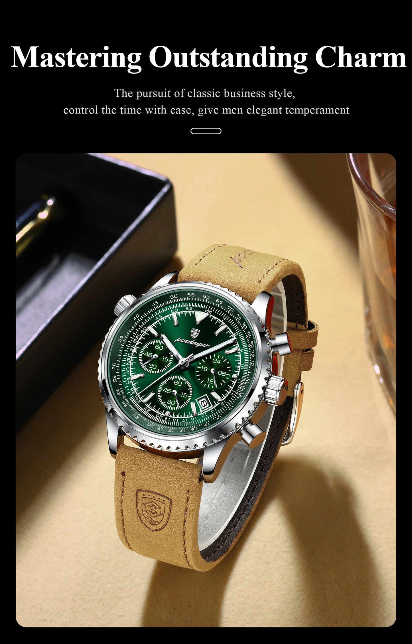 Luxury Waterproof Quartz Chronograph Watch for Men – Luminous Date & Military Style