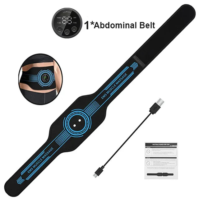 Smart Ems Abs Toning Belt – Muscle Stimulator For Abdominal Training, Body Slimming & Weight Loss - USB Rechargeable Home Fitness Equipment